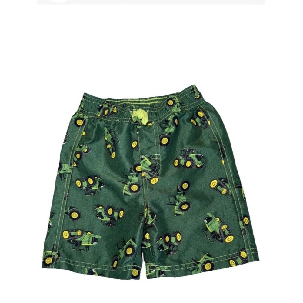 Green Tractor  Toddler Boys Green Tractor Print Swim Trunks Size 5T